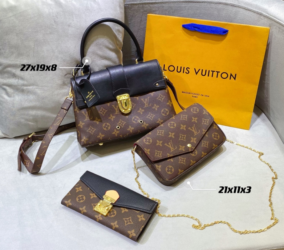 LV Three pieces high quality a set handbag shoulder bag wallet