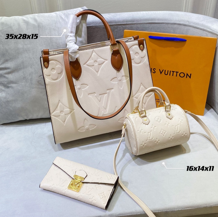 LV Three pieces high quality a set handbag shoulder bag wallet