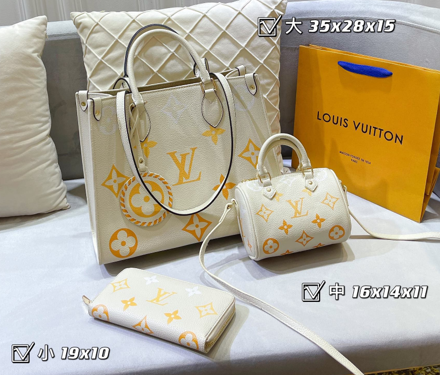 LV Three pieces high quality a set handbag shoulder bag wallet