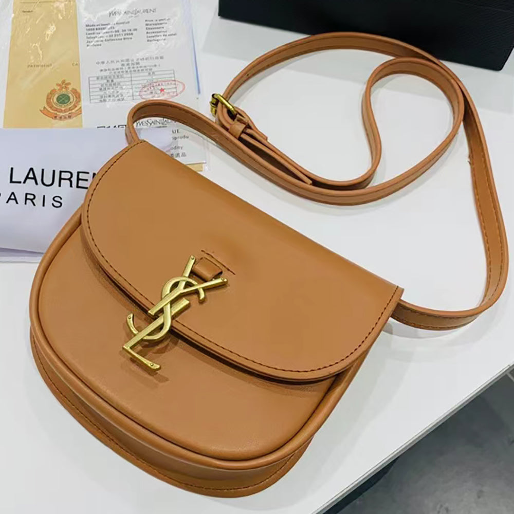YSL Yves Saint Laurent lettering gold logo flap crossbody bag shoulder bag