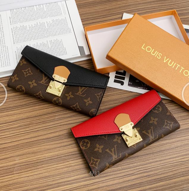 LV Louis Vuitton Fashion Spliced Color Clutch Two-piece Set Card