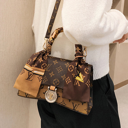 Louis Vuitton LV retro tote bag satin silk scarf satchel fashion lady shoulder messenger bag