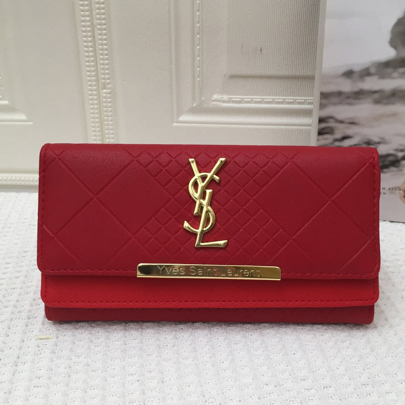 YSL Saint Laurent Women's Diamond Check Long Wallet Bag