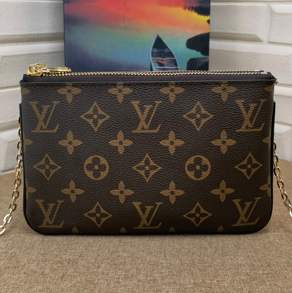 LV Louis Vuitton Classic Embossed Lettering Zip Wallet Clutch Ba