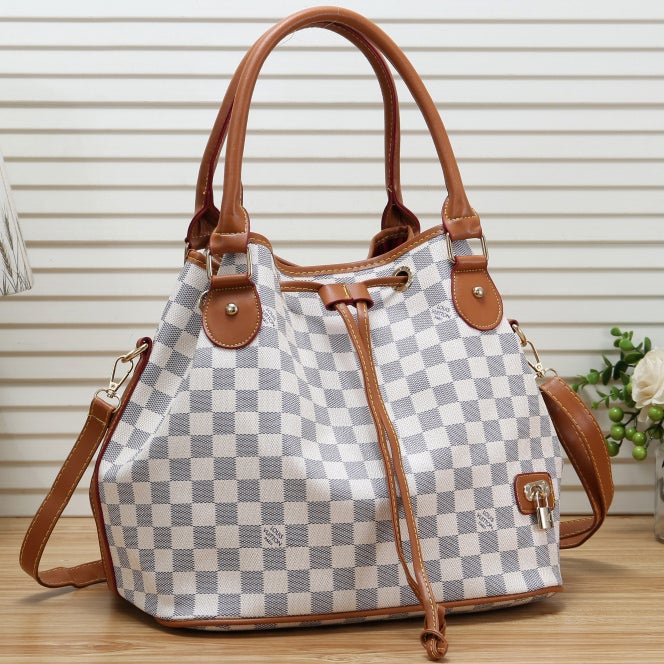 Louis Vuitton LV classic letters stitching color handbag ladies drawstring bucket bag shoulder bag