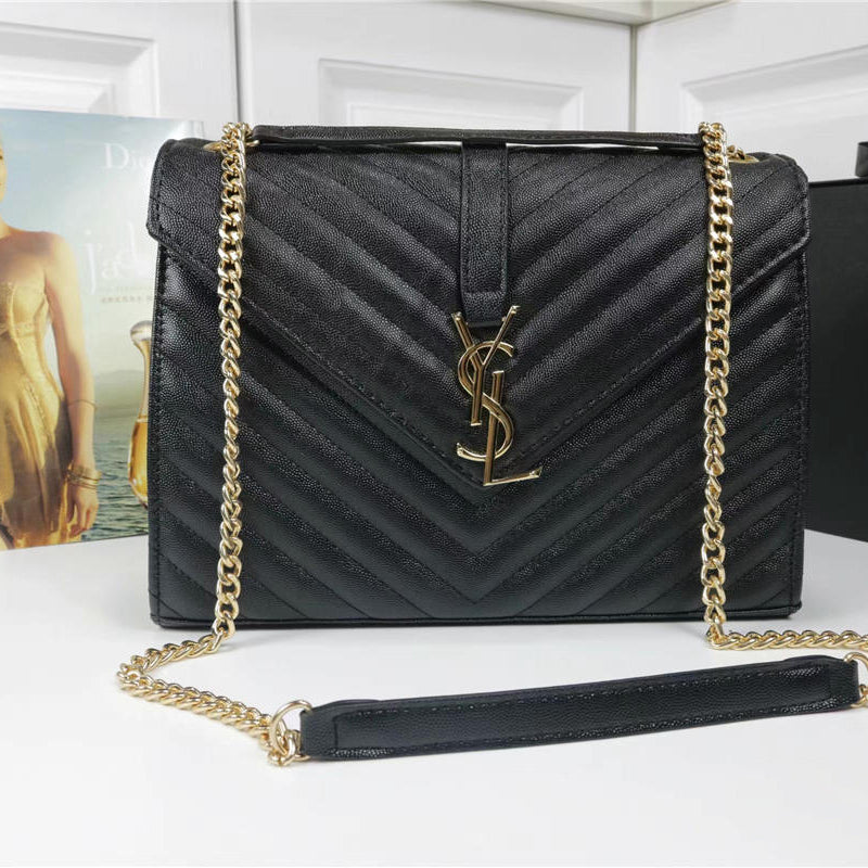 YSL Saint Laurent Women's Wavy Flap Shoulder Bag Chain Bag C