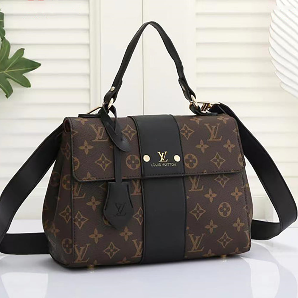 LV Louis Vuitton Letter Print Patchwork Color Ladies Shopping Handbag Shoulder Bag Crossbody Bag