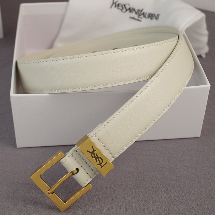 YSL Saint Laurent Fashion Ladies Letter Buckle Frosted Belt