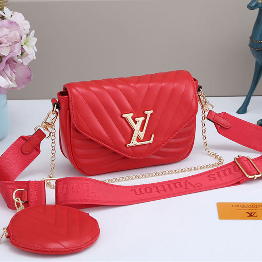 LV Louis Vuitton Fashion Leather Chain Crossbody Shoulder Bag Satchel Two piece