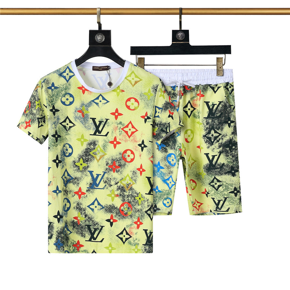 Louis Vuitton LV new round neck short sleeve + shorts two-piece set