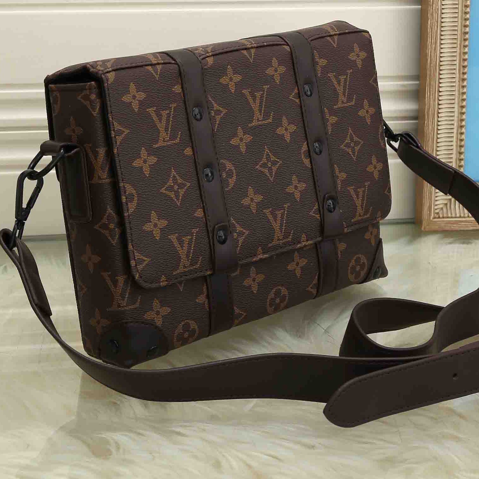 Shop Louis Vuitton Street Style Leather Logo Messenger & Shoulder