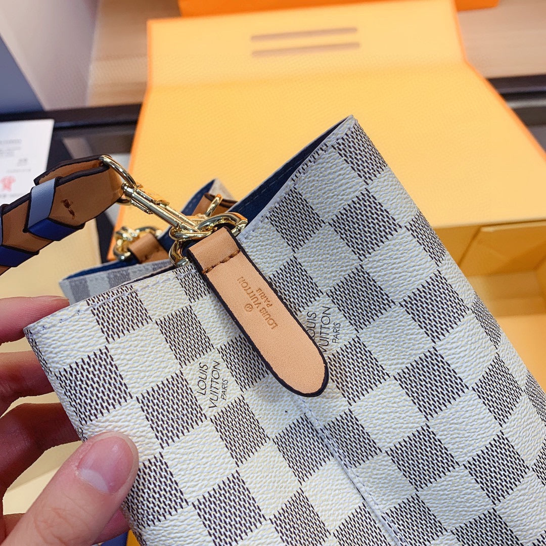 Louis Vuitton LV NeoNoe MM Damier Azur Bucket Bag Handbag Should