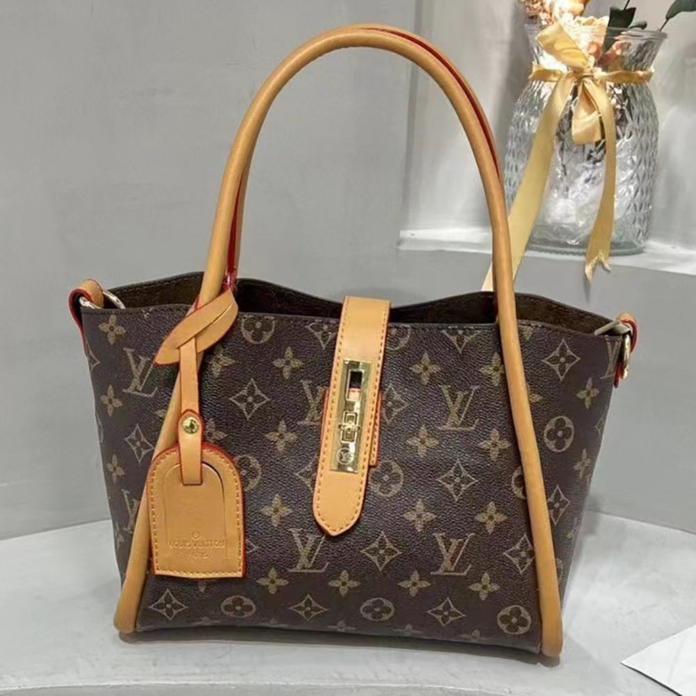 LV Louis Vuitton coffee monogram print stitching color tote bag shoulder bag crossbody bag