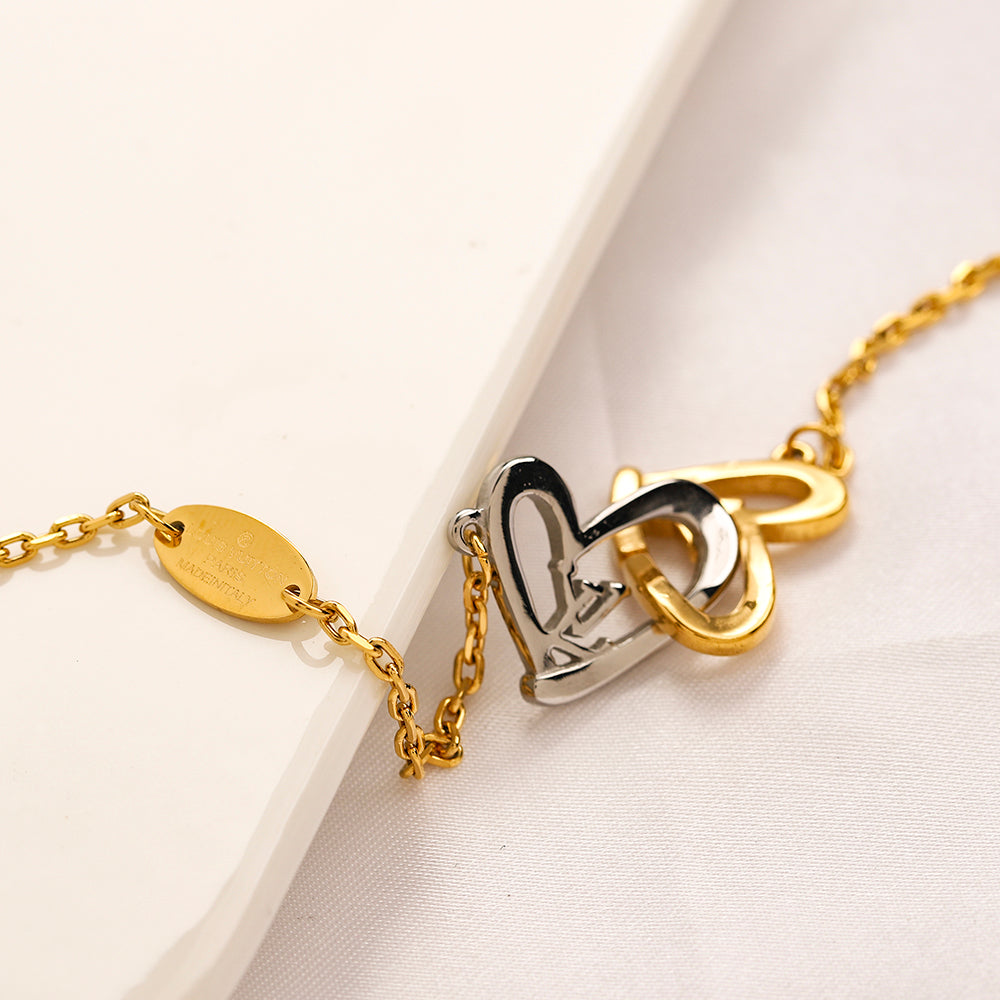 LV Louis Vuitton Fashion Gold and Silver Letter Chain Bracelet