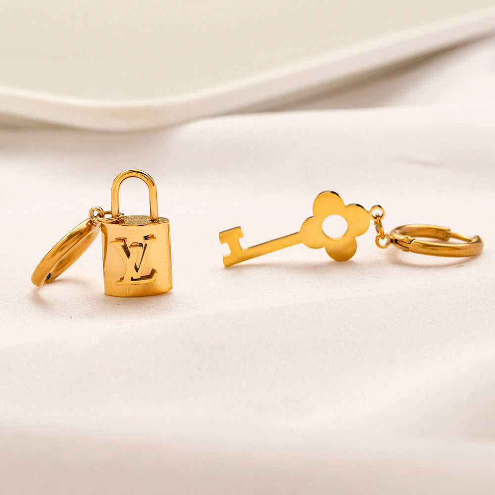 LV Louis Vuitton Fashion Ladies Key Door Lock Earrings