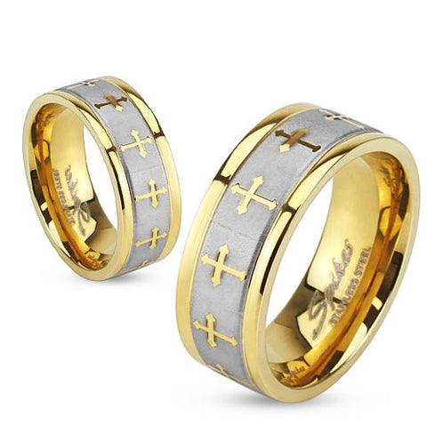 6mm Celtic Cross Gold IP Stainless Steel Ring Band Ring – Zhannel