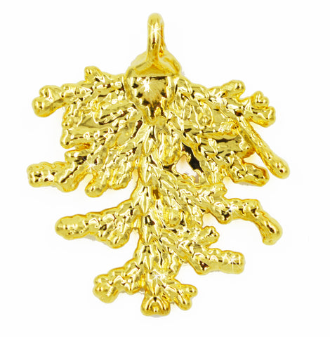Real Leaf PENDANT CYPRESS Dipped in 24K Yellow Gold – Zhannel