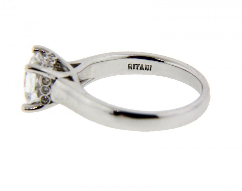 Ritani diamond engagement  ring  in 18k white gold  new  fits 