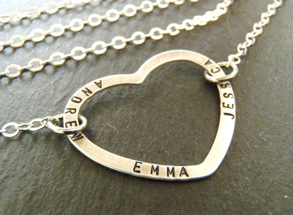 Mother S Necklace With Children S Names Hand Stamped On A Sterling Sil Drake Designs Jewelry