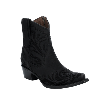 View Circle G By Corral Ladies Embroidery Snip Toe Black Booties L6225