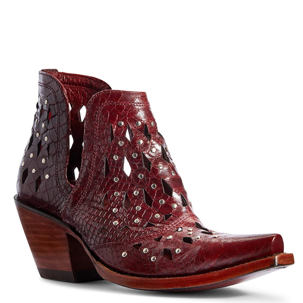 red snake ankle boots