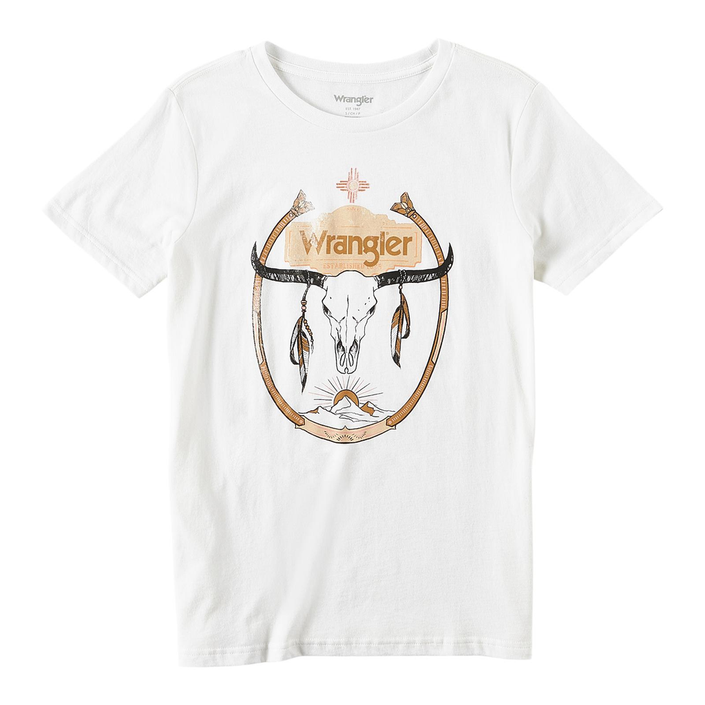 Wrangler® Ladies Longhorn Graphic White T-Shirt 112318878 – Wild West Boot  Store