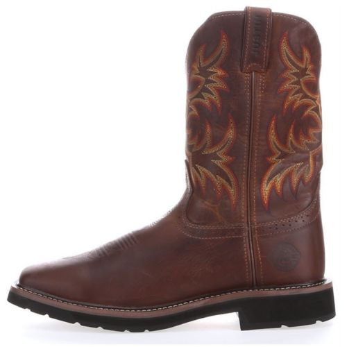 Justin Men's Brown Stampede Square Toe 