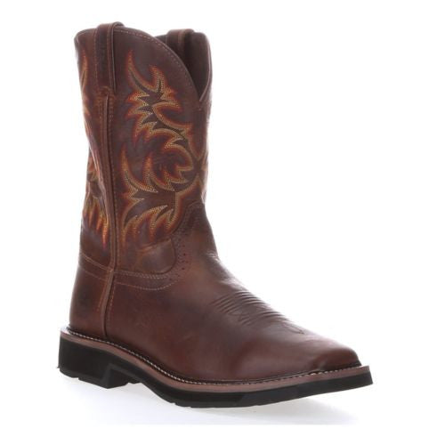 justin men's stampede square toe work boots