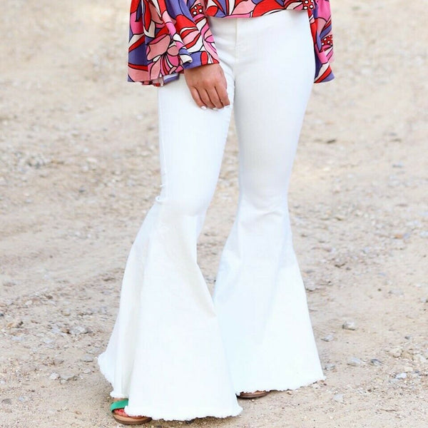 Turquoise Haven White Denim Bell Bottoms 8810W