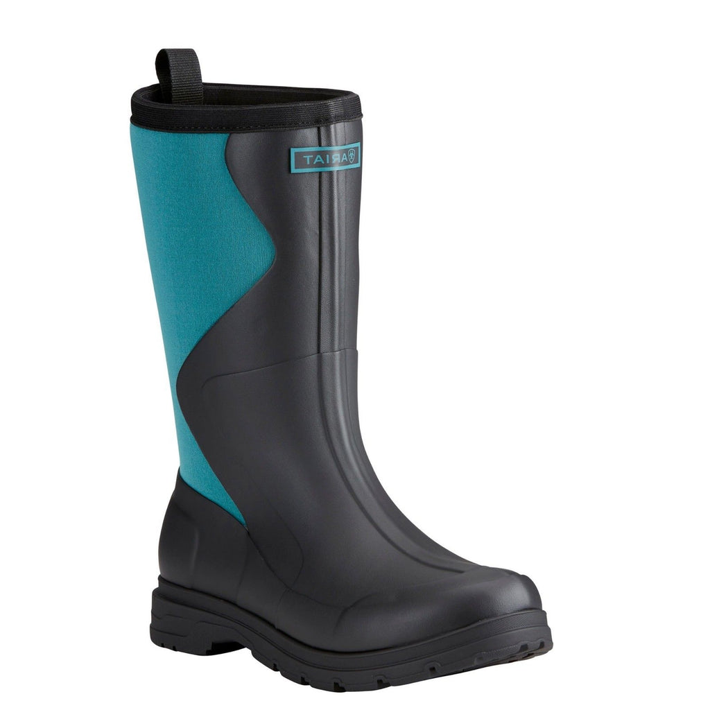 teal rubber boots