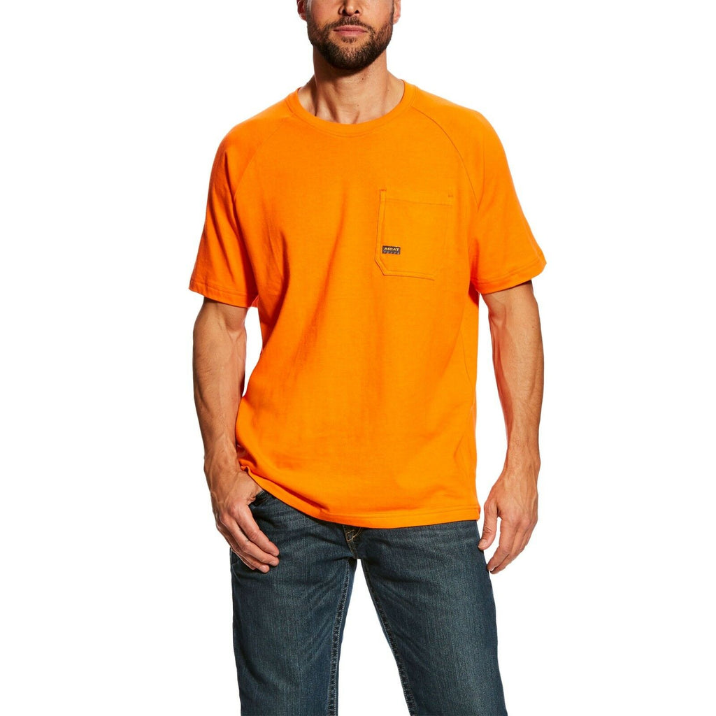 Ariat® Men's Rebar CottonStrong Orange Short Sleeve T-Shirt 10025385 ...