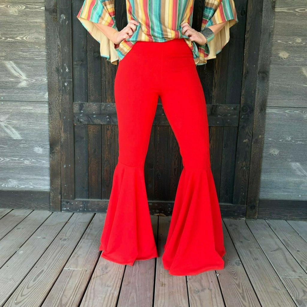 Mermaid Bell Bottoms - Turquoise Metallic Scales Flare Pants