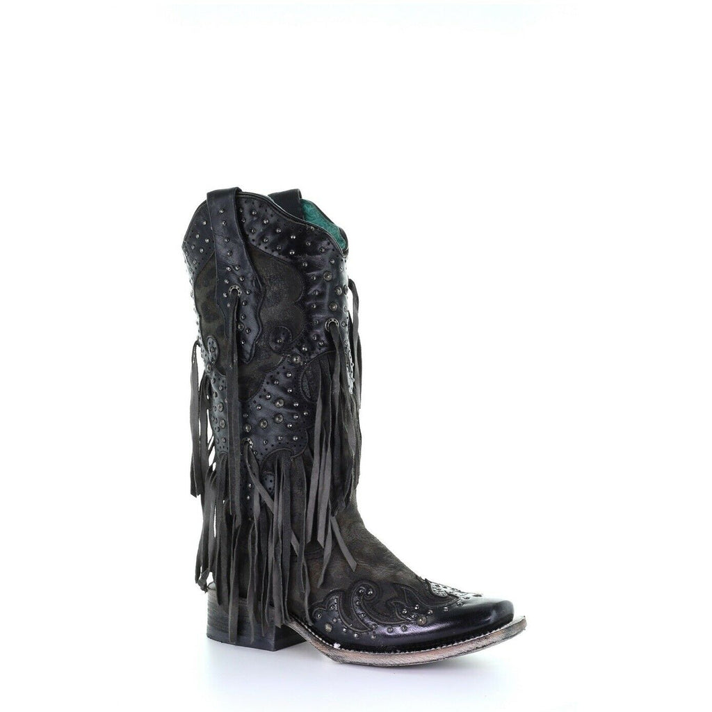 corral black fringe boots