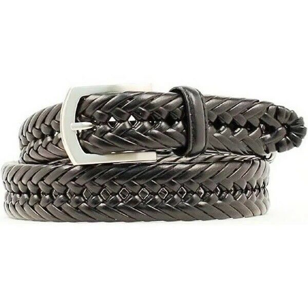 mens black woven leather belt