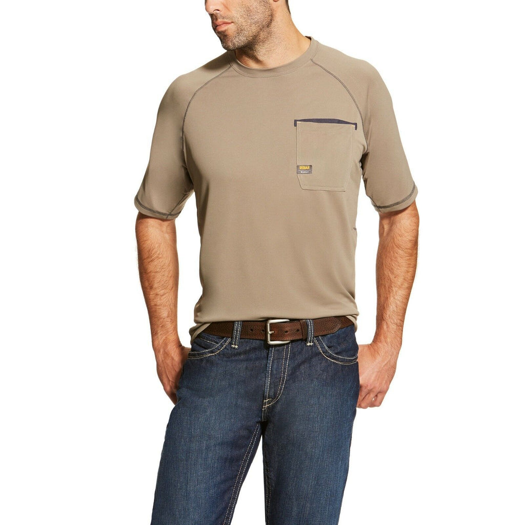 Ariat® Men's Rebar Sunstopper Brown Shortsleeve Work T-Shirt 10019139 ...