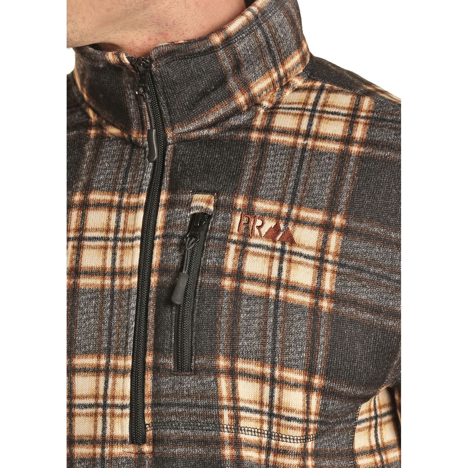 Powder River Outfitters Men's Plaid Fleece Brown Pullover 91-1044-22
