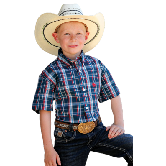 Cinch® Children's Navy Blue Plaid Button Down Shirt MTW7140027 – Wild West  Boot Store