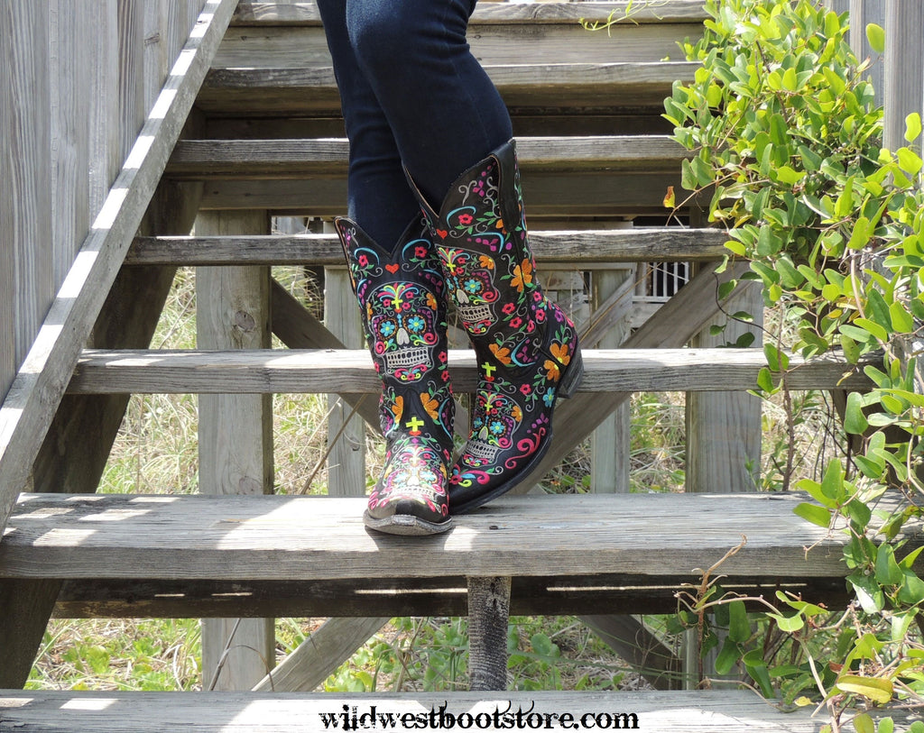 old gringo klak sugar skull boots