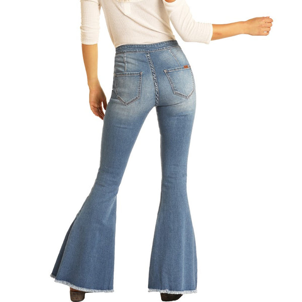 Rock & Roll Denim Ladies Bargain Bell Bottom High Rise Jeans WPB8177 ...