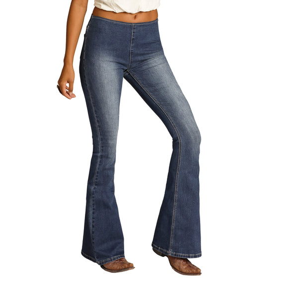 Rock & Roll Denim Ladies High Rise Pull On Bell Bottom Jeans WPH9754 ...