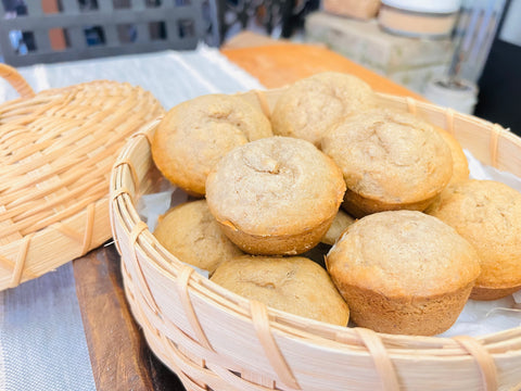 Muffins displayed in Cottage Style Basket Arrangement 