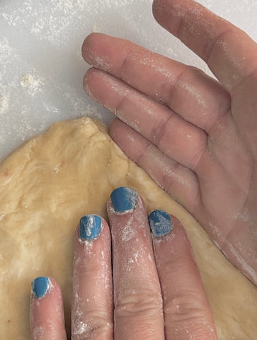 Shaping the dough into a rectangle 