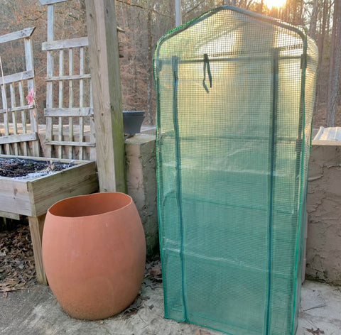 Small green house for seedling storage