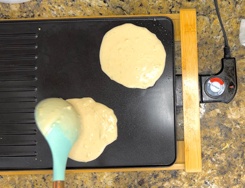 pancakes on griddle 