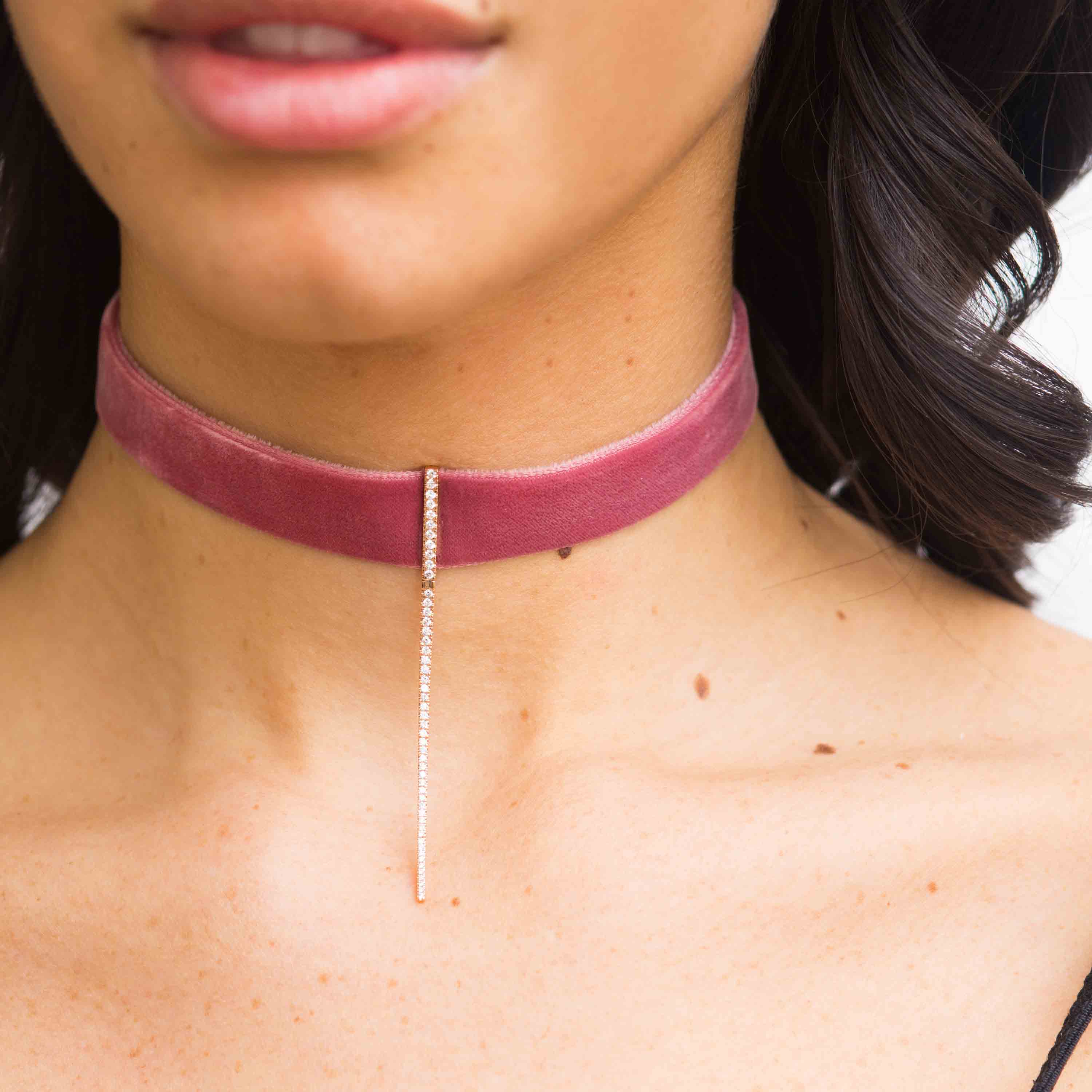 pink velvet choker