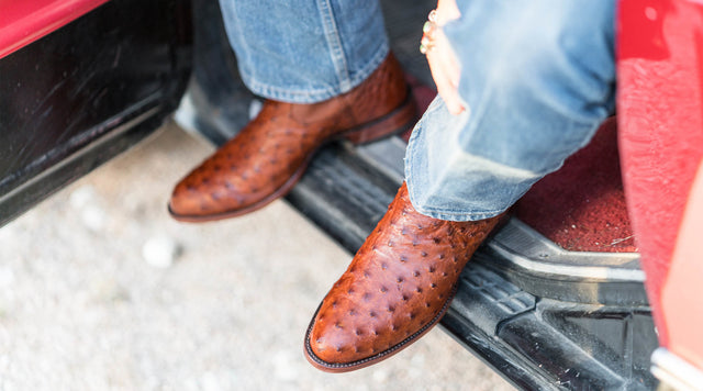 Men's Ostrich Roper Boots - Full Quill 