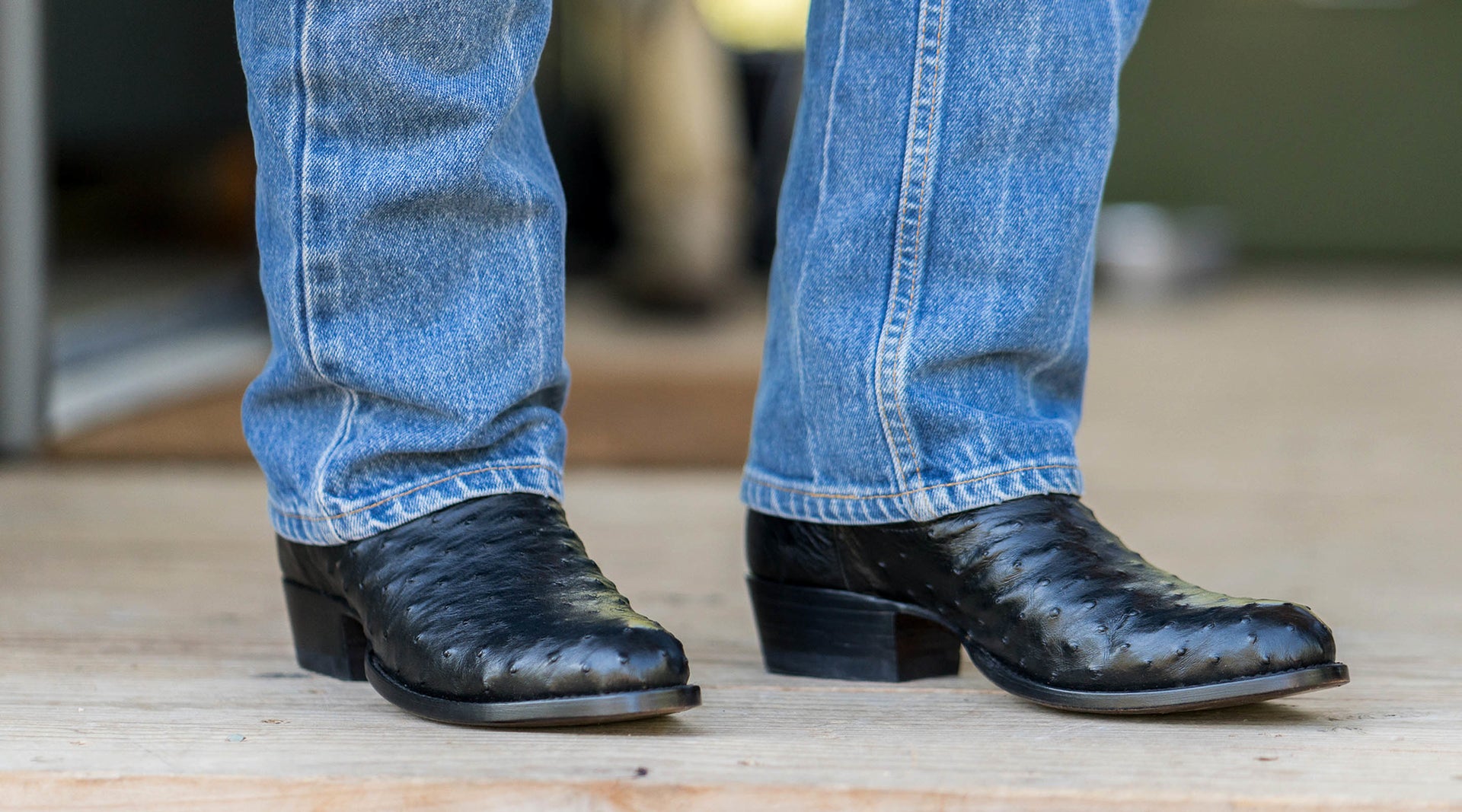Men's Ostrich Skin Cowboy Boots - Full 