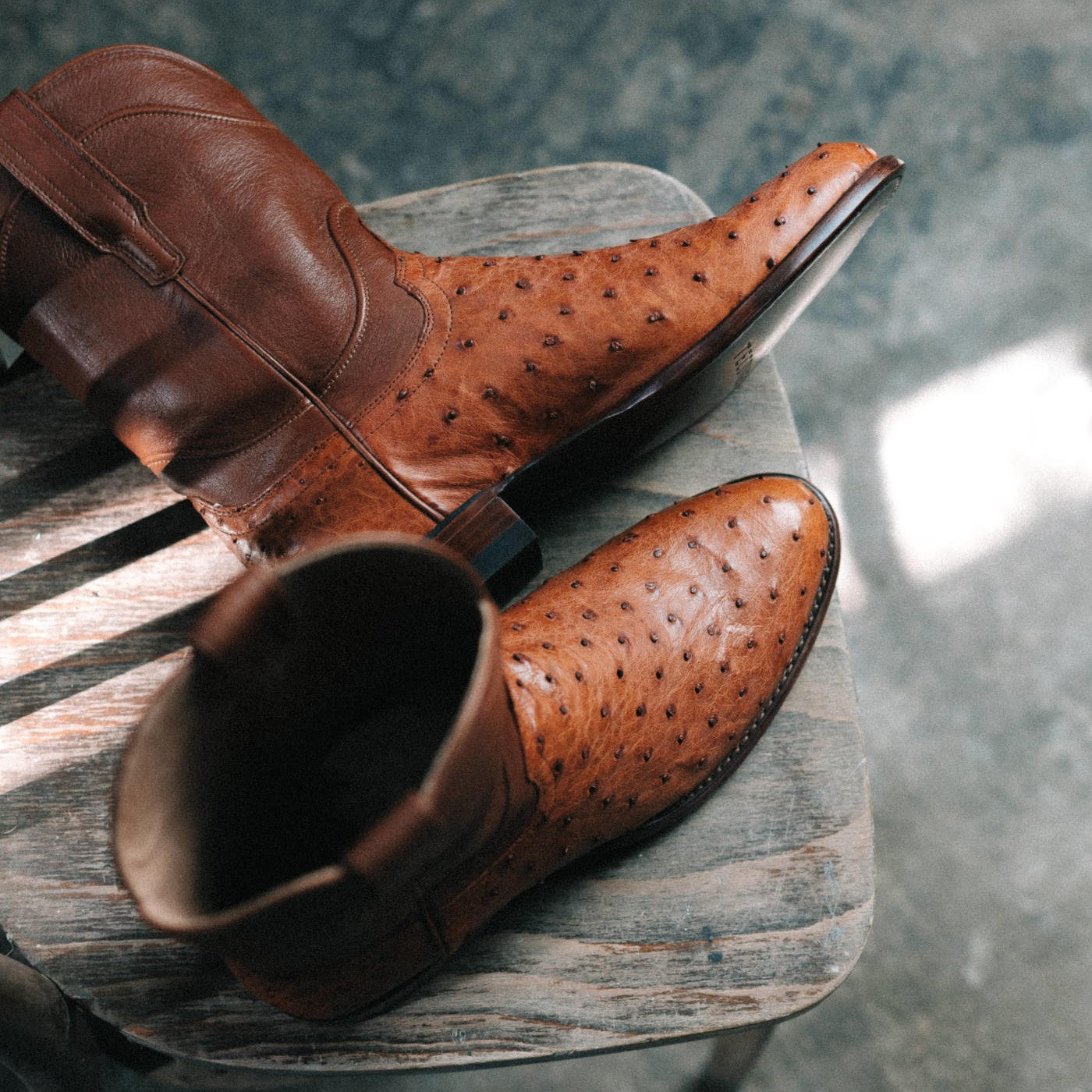 Men's Ostrich Roper Boots - Full Quill 