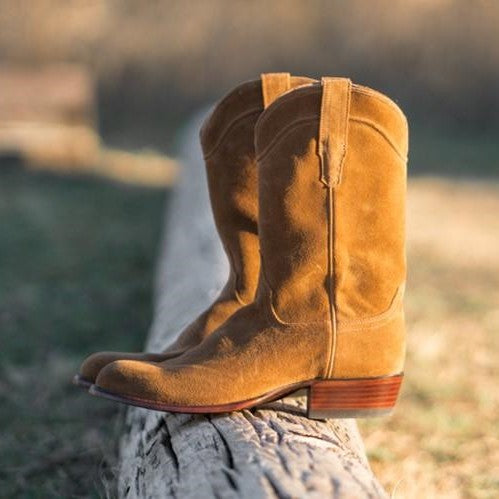 Men's Suede Cowboy Boots - Waterproof 