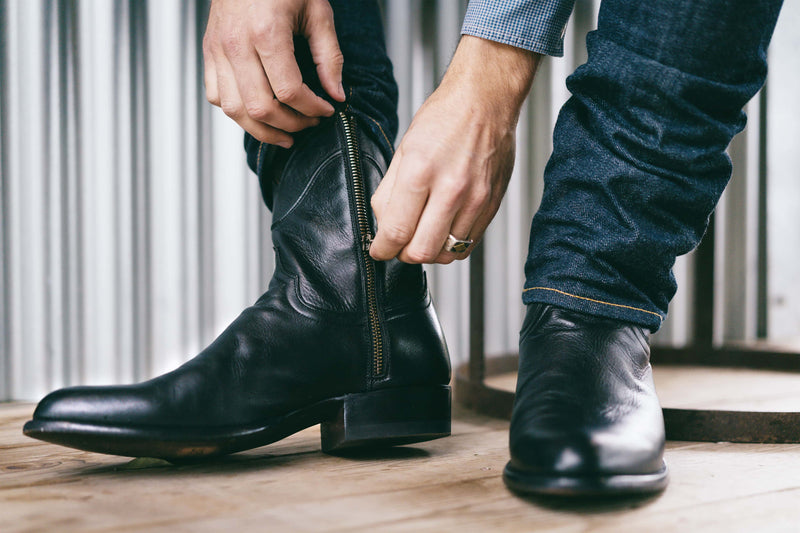 low cut cowboy boots with zipper